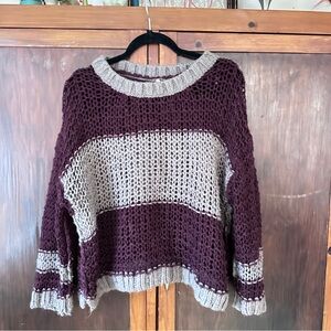Free People crochet Colorblock Sweater